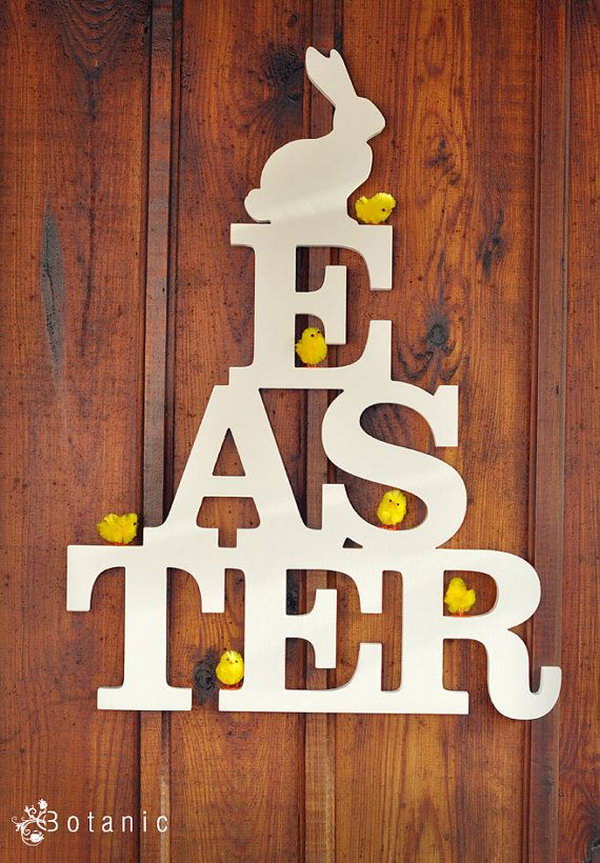 Wooden Easter sign with white bunny on the top gives off a vintage style, it looks so fantastic that I can’t wait to display it on the wall or the hang on the door.
