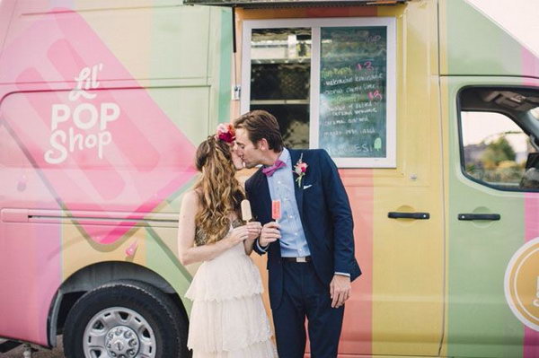 Food Truck Engagement Party. Mose couples want to keep up with the latest trend of engagement party. Here is a fashionable way. Decorate the truck according to the theme of your engagement party. The food truck is a cool way to offer party catering to your preference easily.