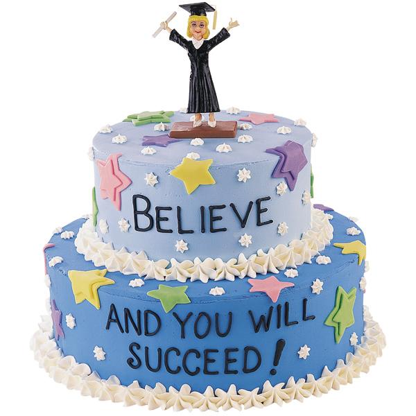 Graduation Mindset Cake. Serve this graduation mindset cake to urge the graduate to reach for the stars as they step into the society world. This stunn ing cake features graduate topper as well as colorful stars for decorations.