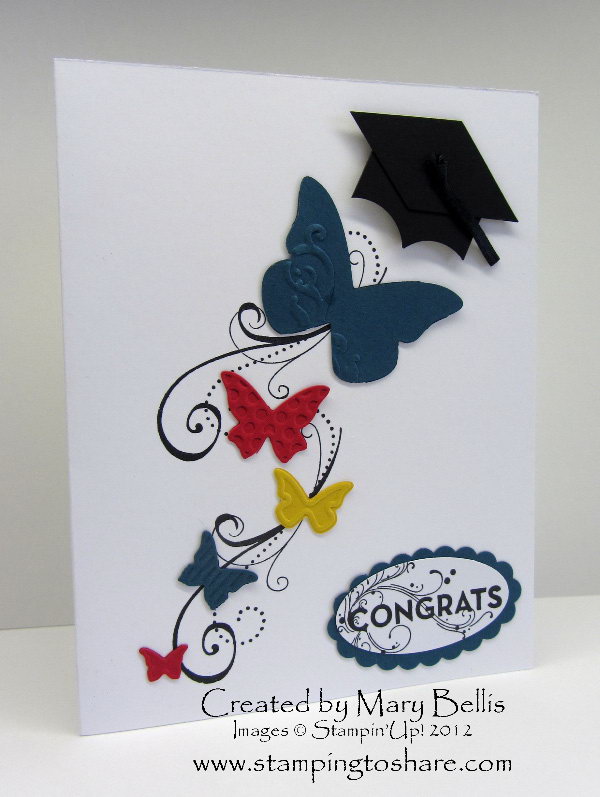 Butterfly Graduation Card. Graduates especially for girls must adore this beautiful butterfly embossing patterns in various colors to coordinates the school graduation theme. Share your proud feelings about the graduate with this exquisite graduation card.