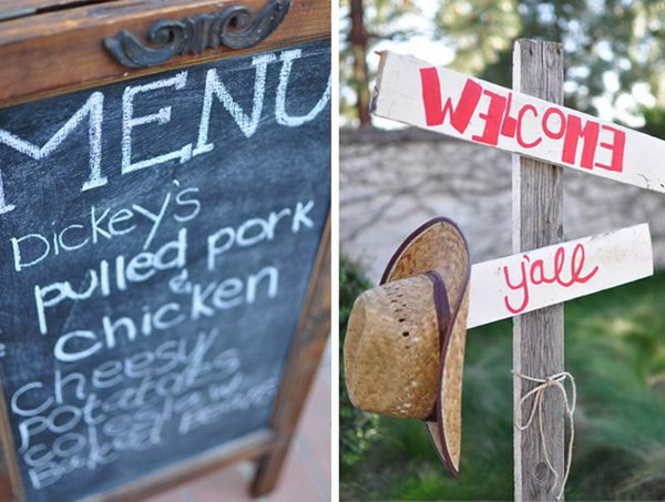 Western Themed Graduation Party. The straw flooring, menu signs and clever handouts make this graduation party memorable and stand out from other ordinary parties.