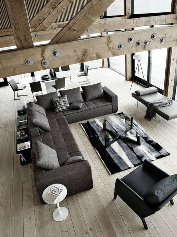 Gray living room for men. Many people consider interior design or decorating fields suitable for women and not for men. Clean gray lines and cologne is a fantastic living room idea.