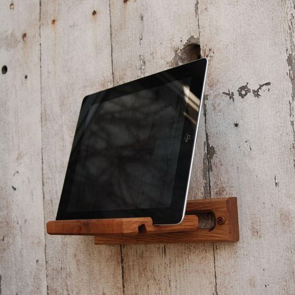 iPad Easel. This iPad easel with its mounting shelf serves as the perfect accommodation for your iPad device in any rooms of your home. The design is simple yet the visual effect is fabulous.