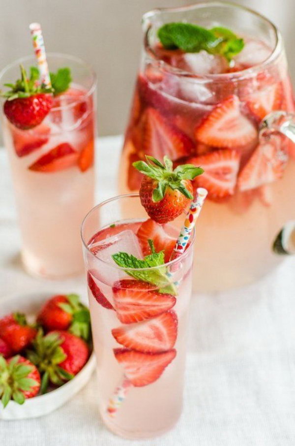 Spring Drink Party Idea. Give the drinks you serve at the party a seasonal flavor with some sweet and fresh fruit of the season. Mix drinks like gin, tonic or a selection of wines would be fantastic for the celebration with some fresh fruit like lemonade or strawberries added in.