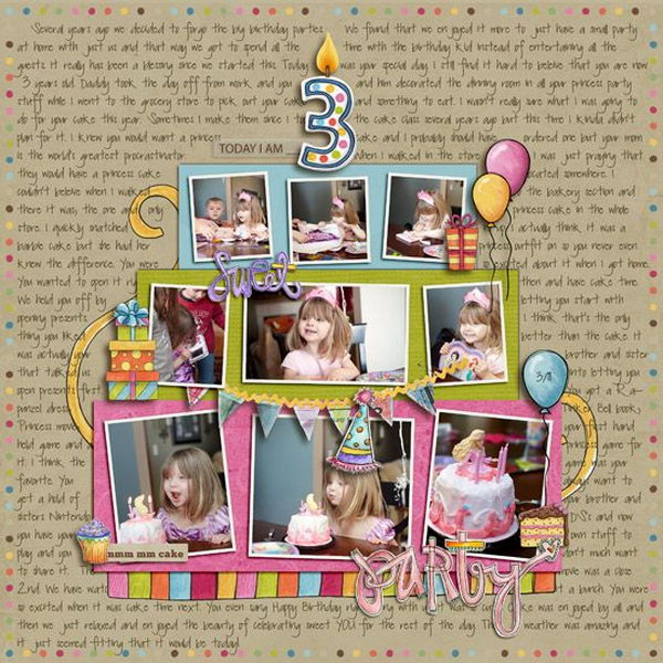 Tell the whole birthday story with lots of photos in the pattern of a cake to record the moments of your beloved baby. 