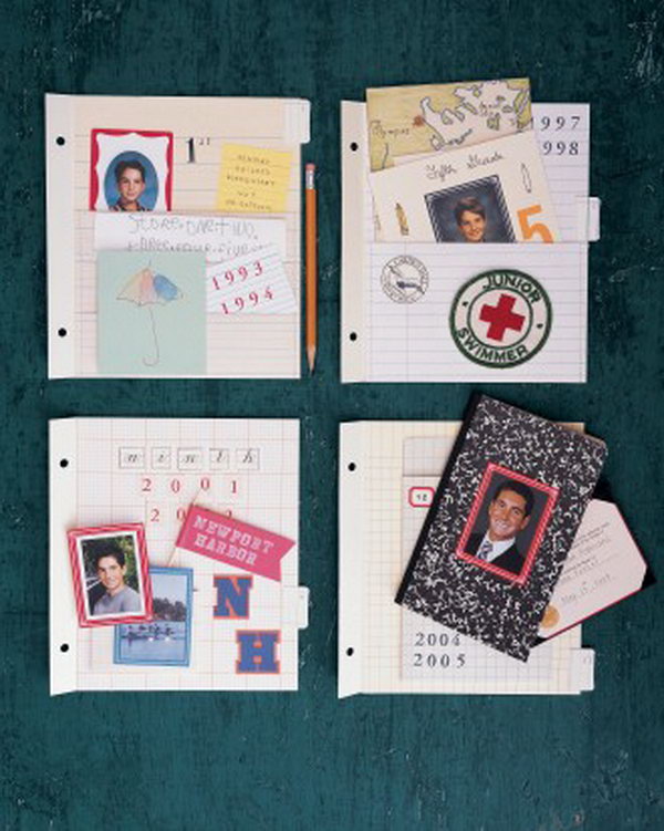 School Scrapbook Pockets. Record the cherish moments by creating a scrapbook with artworks, awards, and other keepsakes that you achieved or finished during your school time. 