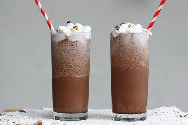 Frozen Hot Chocolate. Treat all your guests with this frozen hot chocolate beverage to enjoy this icy delicious  summer party flavor. Pour in milk, add chocolate mixture, blend together, top with the whipped cream and some marshmallow to finish off its unique mouthwatering flavor.