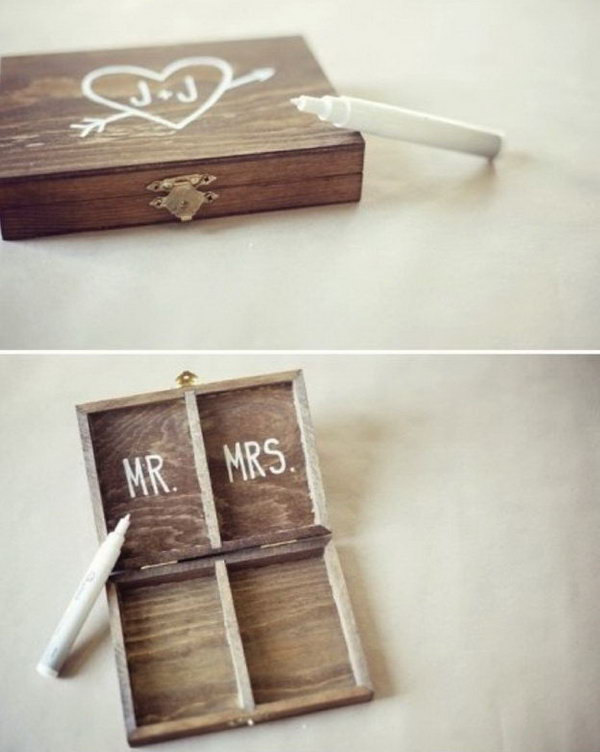 Ring Bearer’s Box. Instead of a pillow, you can use this vintage yet beautiful wooden box as the ring bearer. It has patterns and characters both outside and inside for decoration.