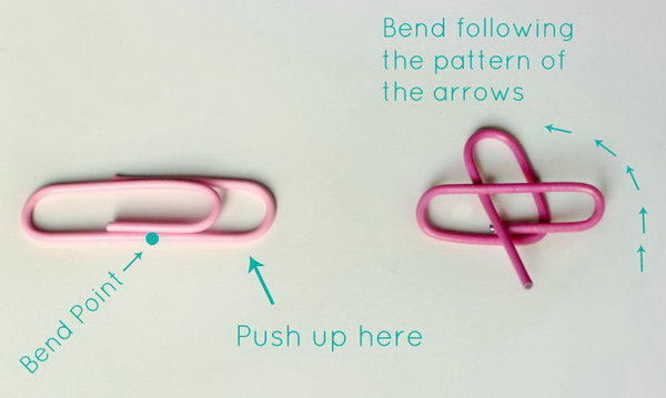 Heart Shaped Paperclips. This beautiful craft is super chic for lazy crafters. Push up the bend point following the pattern of the arrows. It's so cool to pin your files in a hear shape.