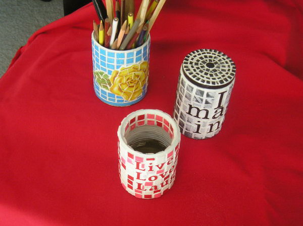 Unique Tiled Pencil Holder. 