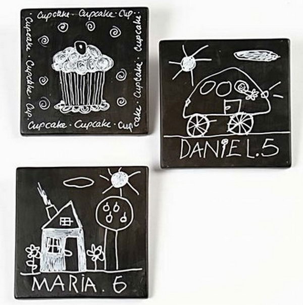 Transform leftover Tiles into Chalkboard.