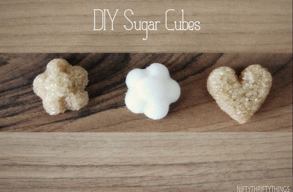 DIY Sugar Cubes. It's super chic to prepare this adorable sugar cubes for your friends, it's not expensive at all. Just mix sugar little by little with water for the paste-like consistency. Fill it into ice cube tray and let it dry.