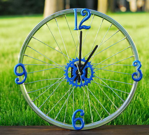  Bicycle Rim Clock. This project is so cool and would be a favourite of a biking enthusiast in your family.  DIY one for Father's day and make Dad feel extra special. See the tutorial show you how to make one. 