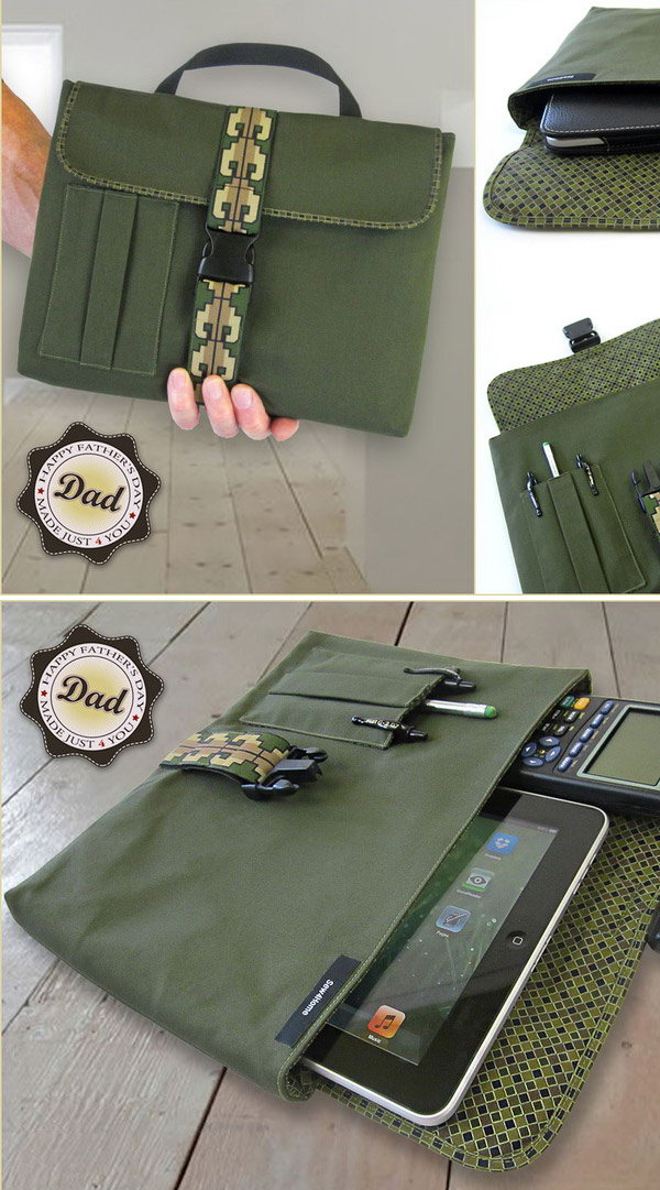 Digital Tablet or Device Sleeve. You can learn how to make this perfect gift for Dad with fabric step-by-step here.