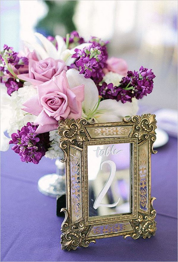  DIY Mirrored Table Card. Here's another unique way to use mirrors. A fantastic table number card with mirrors will impressed your guests most during a party. 