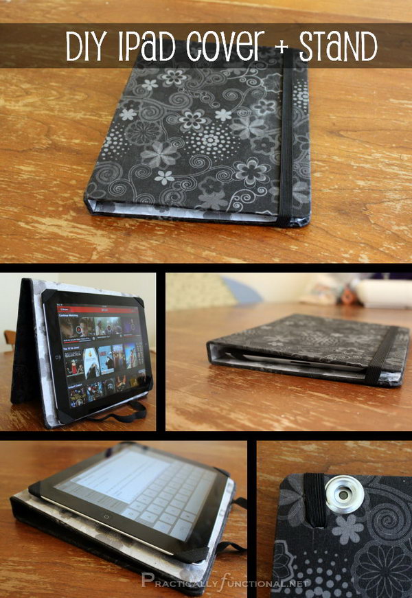 DIY fabric iPad stand. This iPad stand is so easy to make. All you need is an old binder, fabric and glue. The most important is that this stand can be double-used as a cover. I love this iPad stand and case very much. 