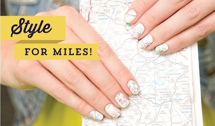 Map Pattern Nail Art. How cute are these nail art inspired by map. It's time to show off your beautiful map patterned nail to your friends.