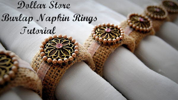 Burlap Napkin Rings. These DIY burlap napkin rings will be a feature for your Valentine's Day with a shabby chic look. Get the tutorial here.