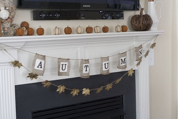 Easy Dollar Store Fall Garland. This is another creative idea to make the decorative garland using the products from your local dollar store. Pick up a bag of fake leaves at the dollar store and paint them in gold leaf. Then glue them to some jute twine with the hot glue gun! So easy! Anyone can do this. 