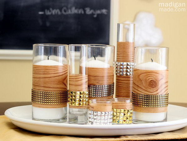 DIY Faux Bois Centerpiece. This centerpiece is pretty simple to make, plus it looks very modern and temporary. Get the tutorial here.