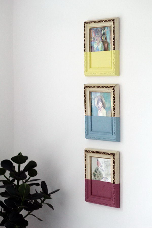 Mask tape in place and paint a coat of paint over the glass and frame, peel off the tape when it is dry, hang the frames to set a stunning visual effect for your dorm room.
