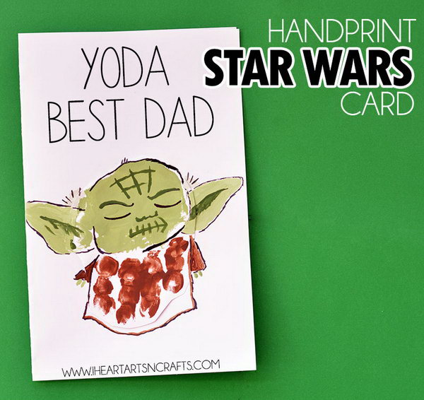 HandPrint Yoda Best Dad Card