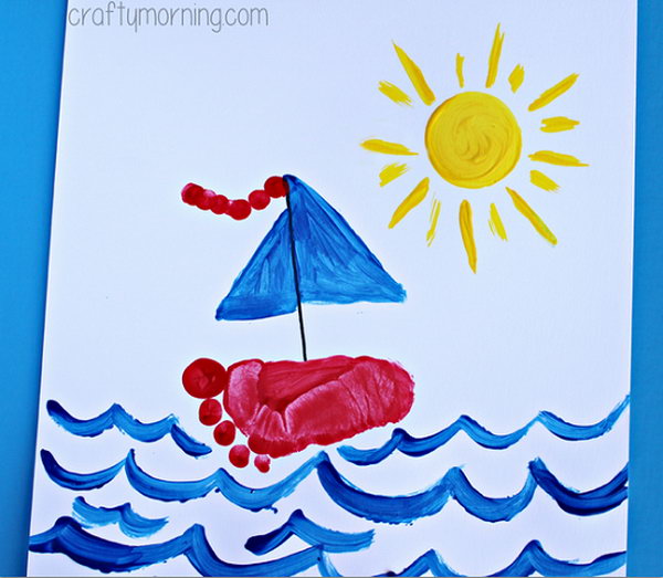 Footprint Sailboat Craft for Kids to Make.