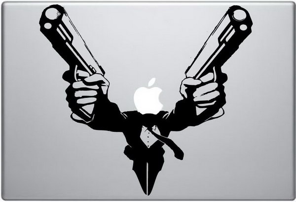 Powerful gunman engraving idea for iPad. 