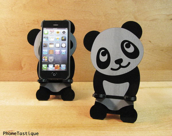 Adorable Panda iPhone Stand. This outstanding iPhone stand is perfect to display your iPhone device.  It looks great even when it's not in use. It is functional and user-friendly.