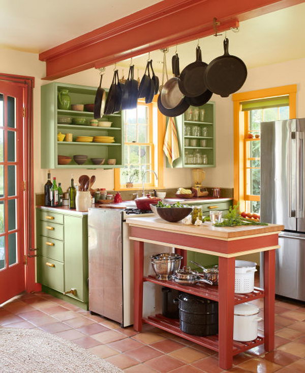  Stylish and Functional. Great color combination of green, orange, black and red. It keeps a kitchen from a standard one. 