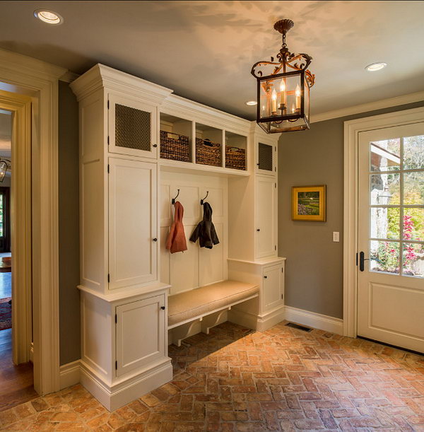  Brick flooring!  Easy to clean brick flooring gives a rustic and durable feel to the space. 