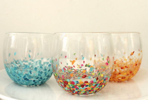  Create Confetti Tumblers With Nail Polish. These confetti tumblers will be a perfect present because they are handmade and unique. Click here to get the tutorials. 