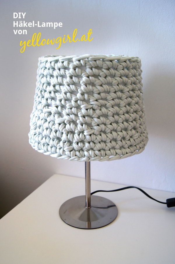 Knotted Lampshade with Old T -shirt. This amazing knotted lampshade from old T-shirt  is a perfect addition to your bedroom. You  might have constant sweet dreams with it on your bedside. 