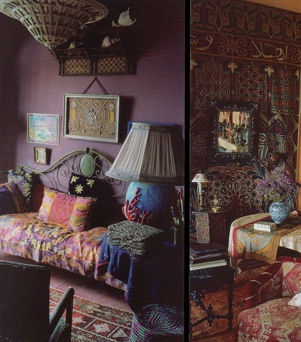 Indian Theme. Accent dark walls with oriental fabrics and textures to create an exotic mood. Flashback has got quite the eye. 