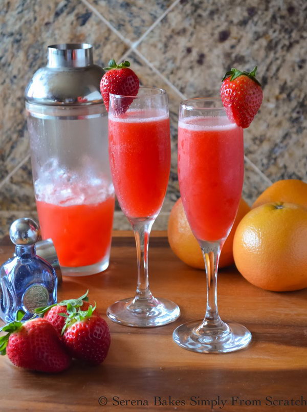 Strawberry Grapefruit Mimosas Cocktail