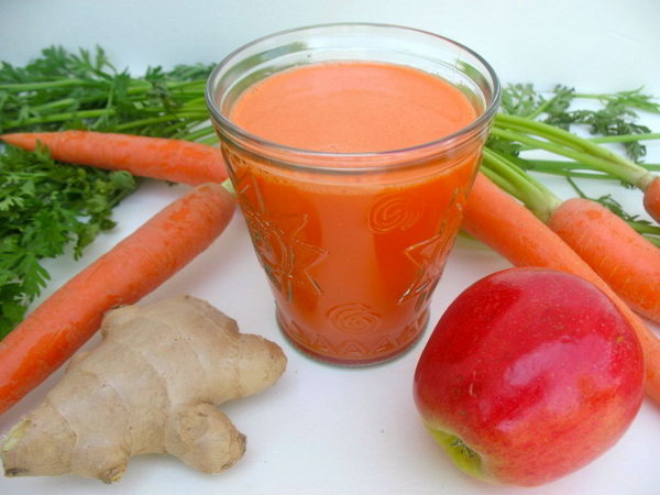 Carrot Apple Juice. This summer drink mixed with vegetables and fruits is rich  in Vitamin A. It's  good for your health.Get the recipe here