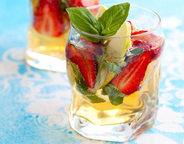 Strawberry-Basil Water. Try this fun and healthy drink to stay well hydrated and beat the heat during the hot summer day. Tutorials here