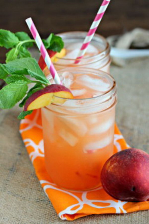 Peach Lemonade. If you love peaches like me , it's a great twist on regular lemonade. Water, chopped peaches, sugar, lemon juice from fresh lemons and mint which is optional are all you need to make this delicious and refreshing summer drink. See directions here