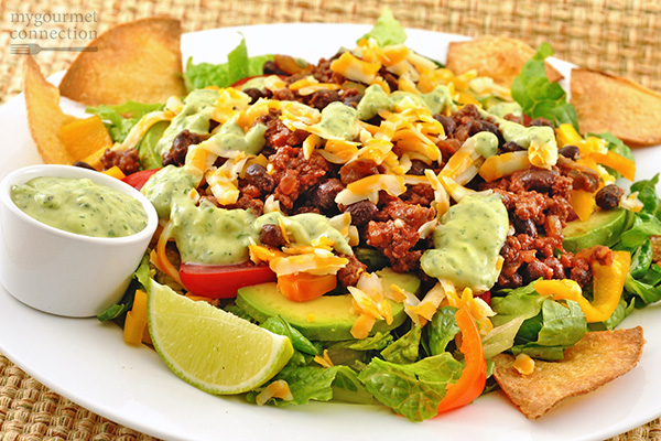 Taco Salad with Avocado-Cilantro Dressing