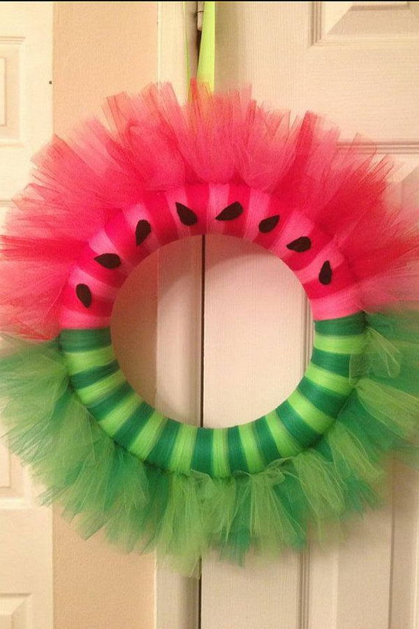 Waatermelon Tulle Wreath. 