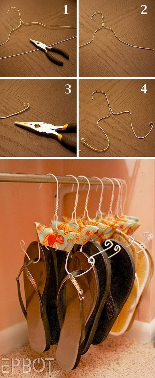 Make Flip Flops Hangers from Wire Coat Hangers