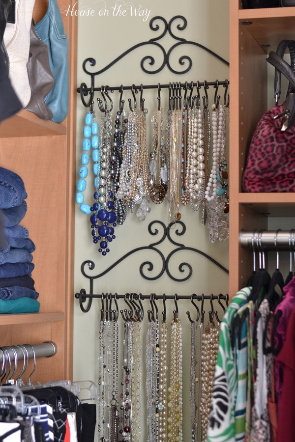  Use Towel Racks and Curtain S-hooks to Organize Necklaces