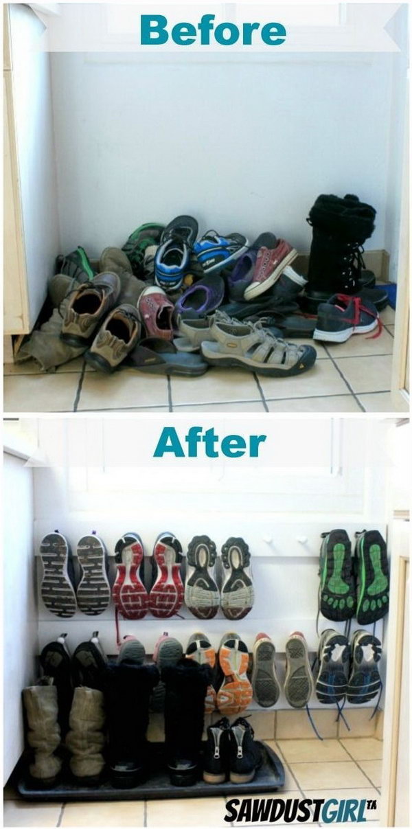 Use Coat Racks to Organize Shoe Storage