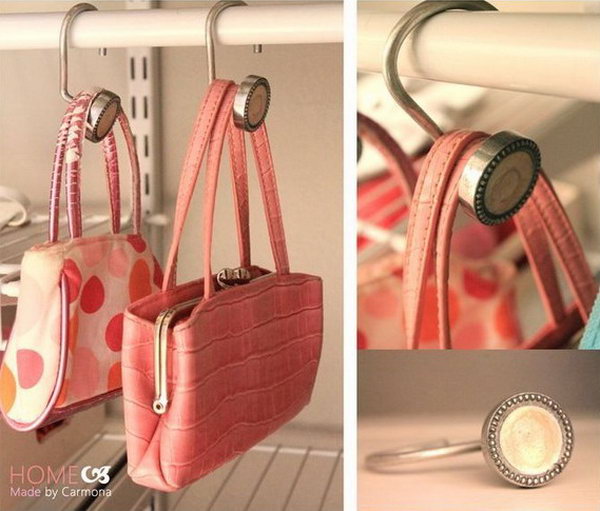 Create Bag Hangers with Shower curtain hooks