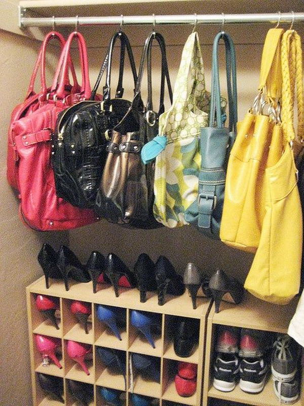 Use Hooks to Hang up Your Purses in Your Closet