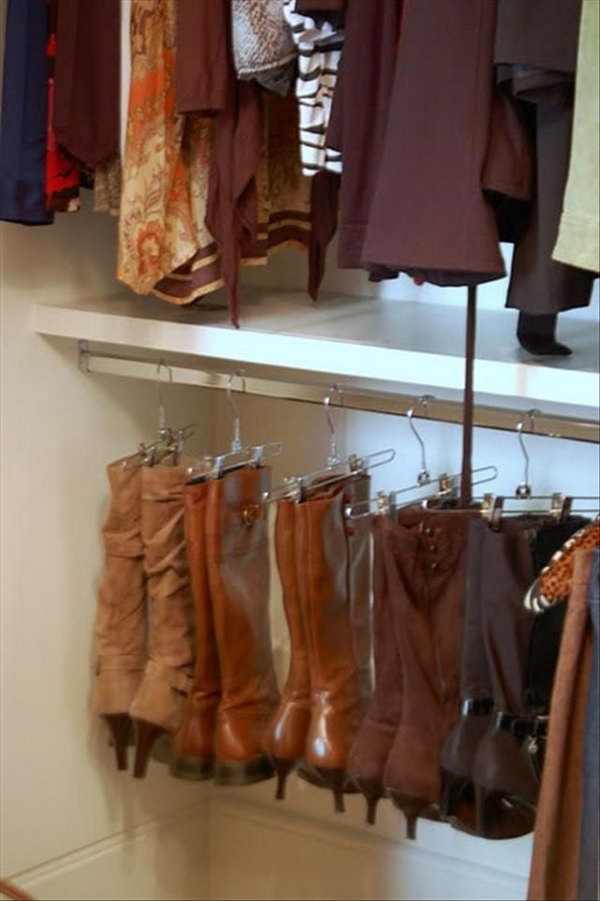 Use Pants Hangers to Organize Your Boots