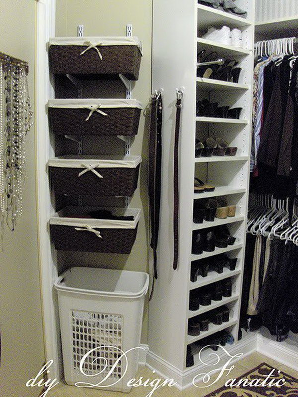 Add Space To Your Master Closet Unused Wall and Put Some simple Baskets 