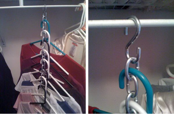 Use S-Hooks and Chains to Hang Multiple Garments 