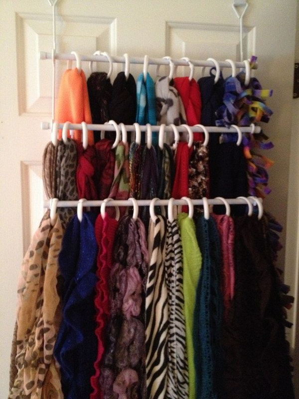 Use Shower Curtain Rings to Organize Scarves 