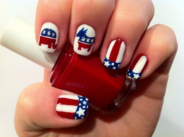 4th of July Cute Animal Nails